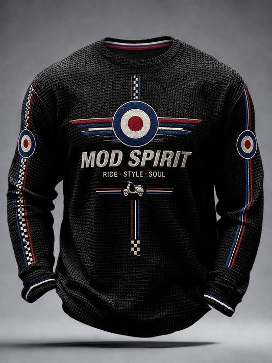 Men's Mods Culture UK Music Lover Printed Waffle Long Sleeve T-Shirt