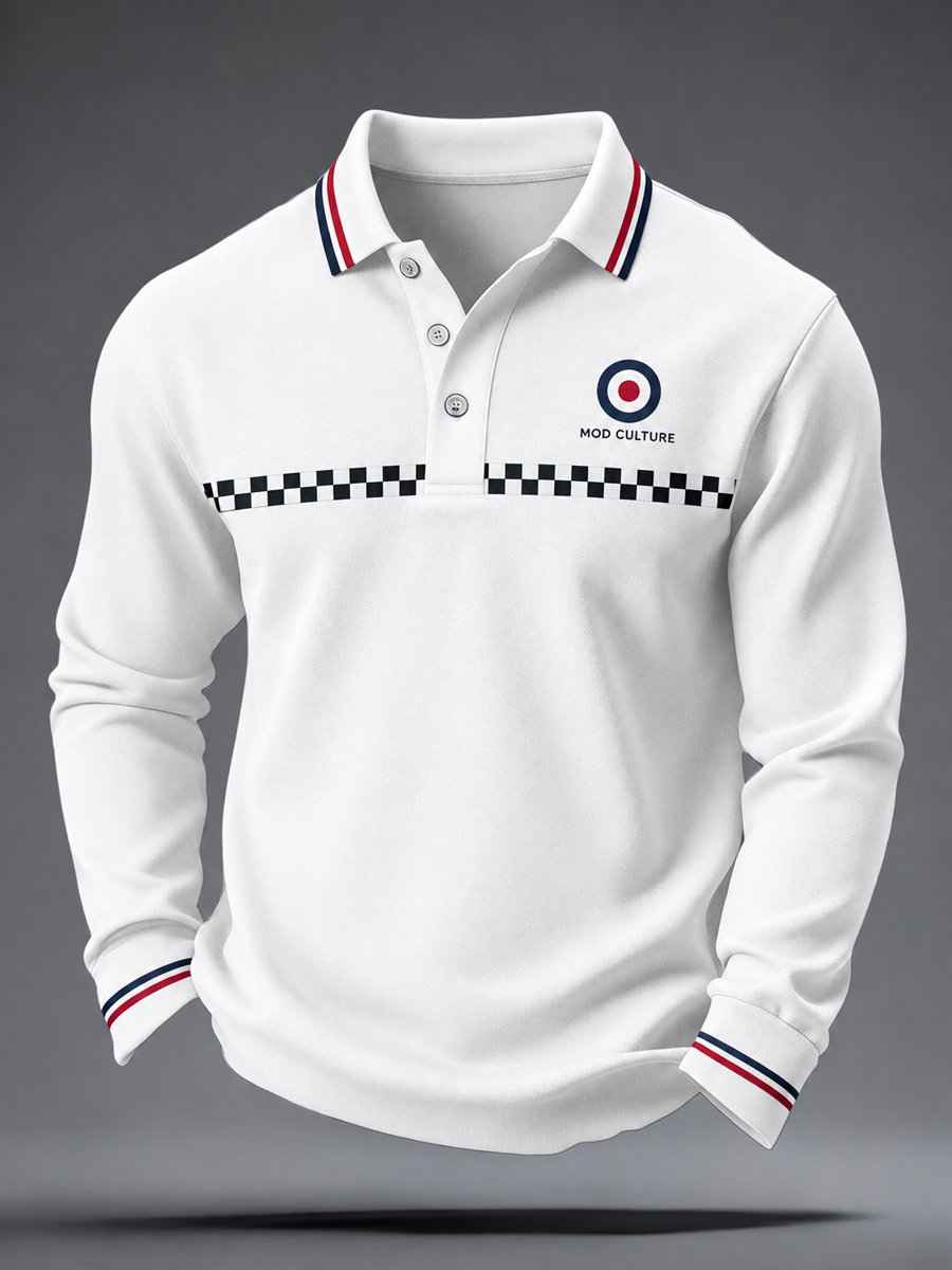 Men's Mods Culture UK Music Lover Printed long sleeve polo