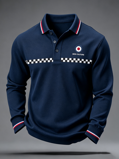 Men's Mods Culture UK Music Lover Printed long sleeve polo