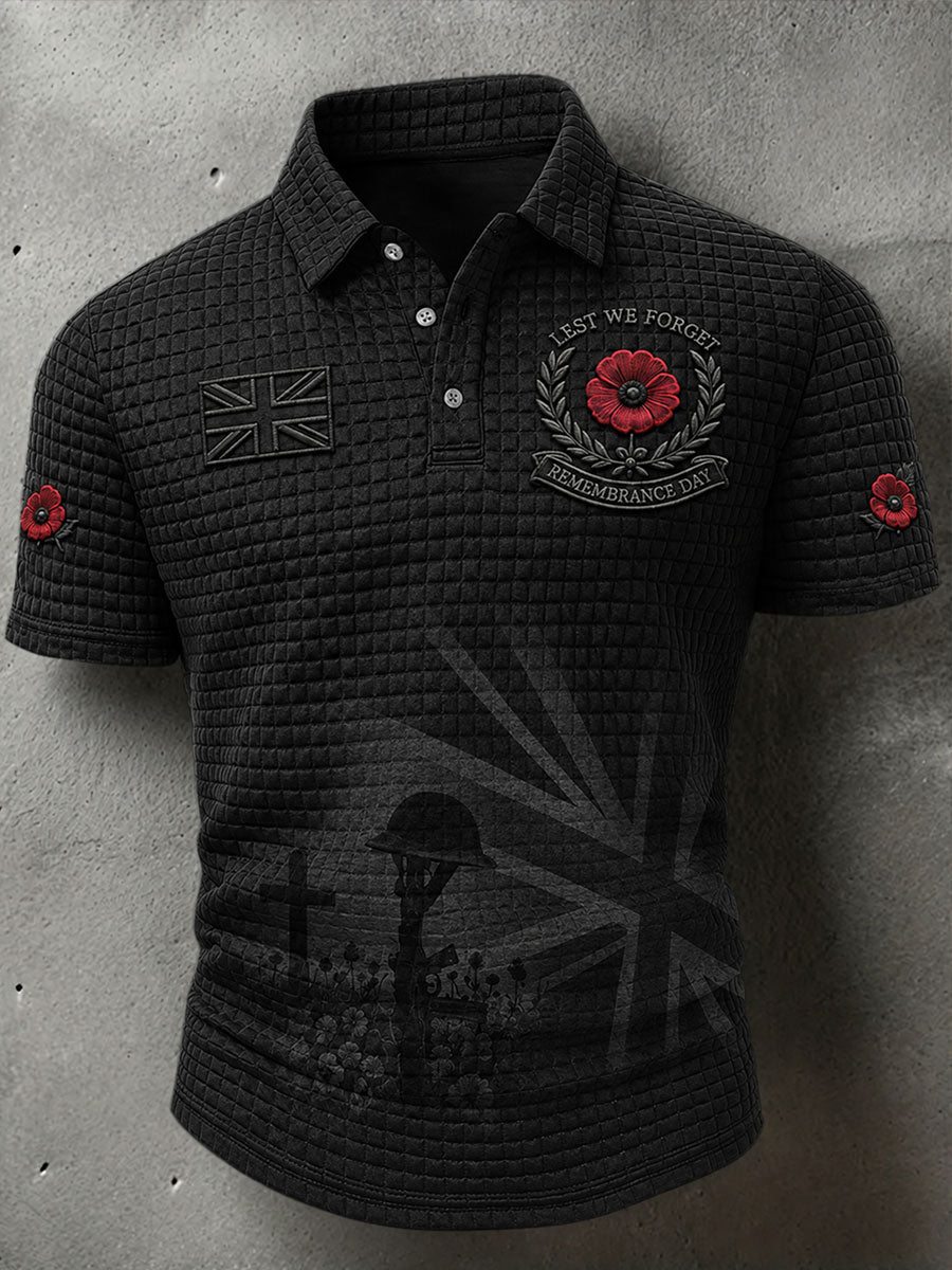 Men's Lest We Forget Print Waffle Shirt