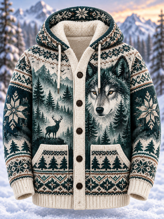 Women's Nordic Animal-Pattern Mid-Length Hooded Jacket