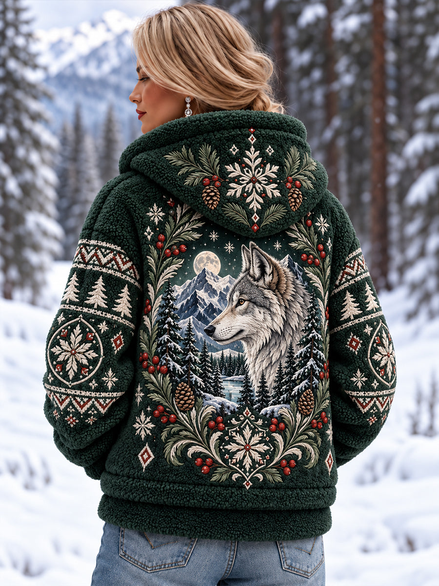 Women's Nordic Animal-Pattern Flannel Coat