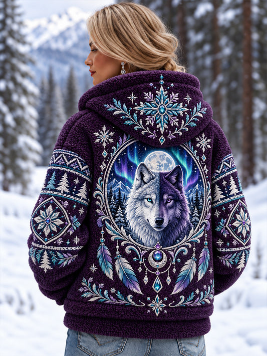 LWomen's Nordic Animal-Pattern Flannel Coat