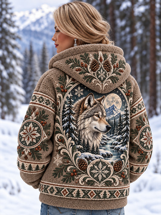 Women's Nordic Animal-Pattern Flannel Coat