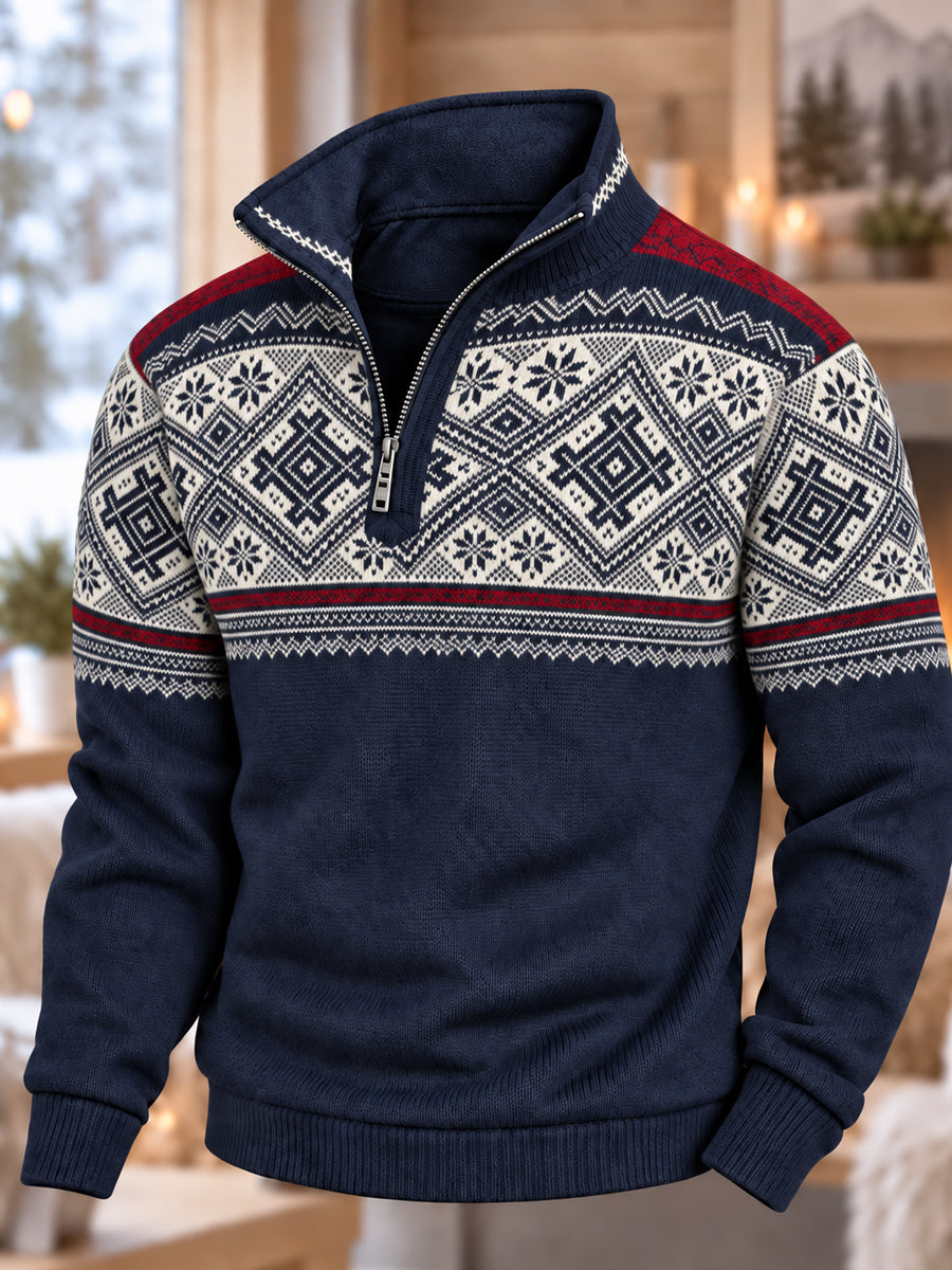 Men's Nordic Norway Art Printed Zip-Up Hoodie